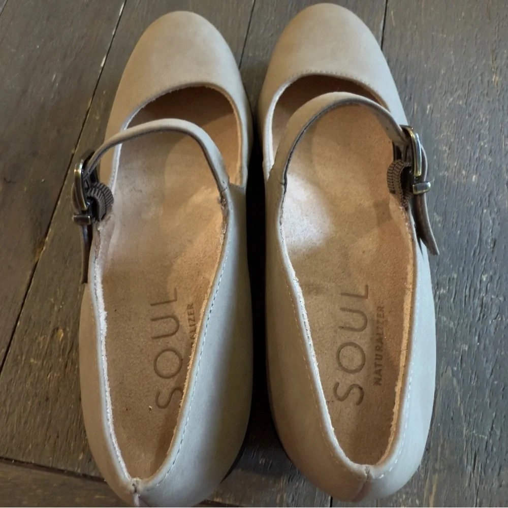 Adore Taupe Mary Jane Wedges with Black Platform